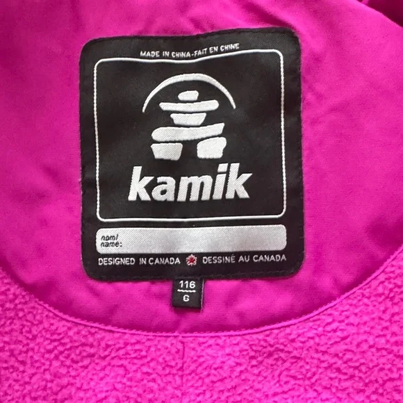 Kamik Girls Winter Ski Jacket Warm size 116/6 girls sz 6 color raspberry like ne - Picture 2 of 9